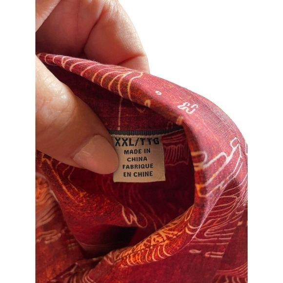 Tommy Bahama Hawaiian Camp Shirt 2XL Red Swordfish Palm Trees Silk Blend Coastal - Picture 9 of 10